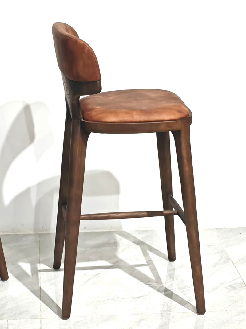 Leather and wood modern counter bar height stools