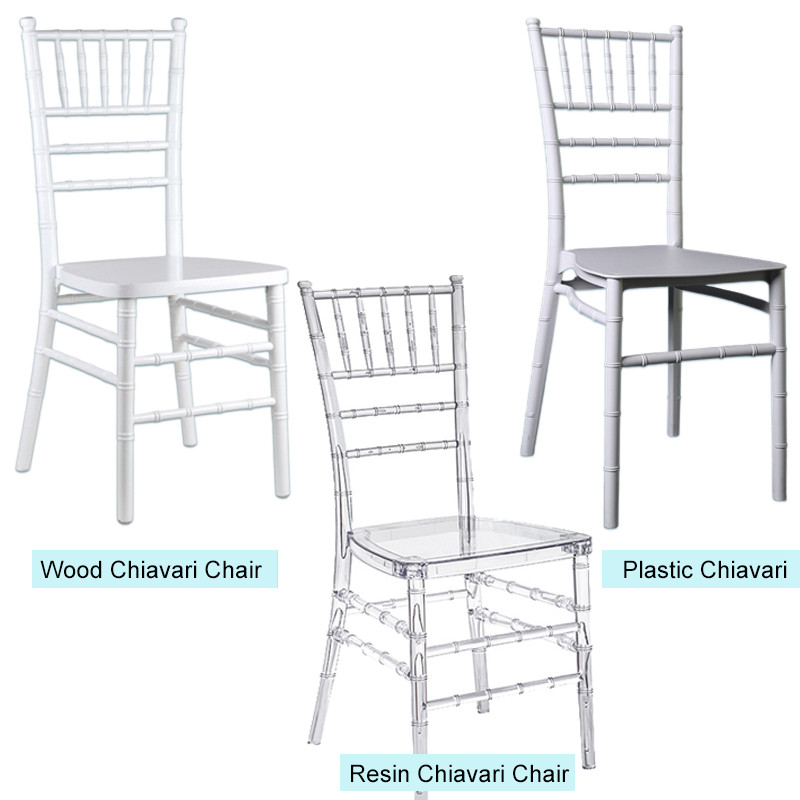 chiavari chairs in wood, resin and plastic materials