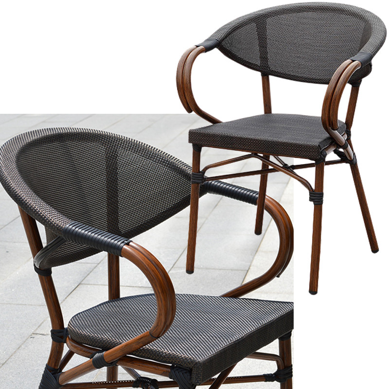 Aluminum Faux Bamboo Outdoor cafe chairs 