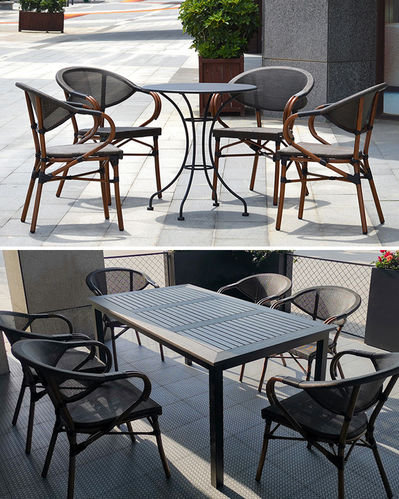 Outdoor cafe chairs and table set