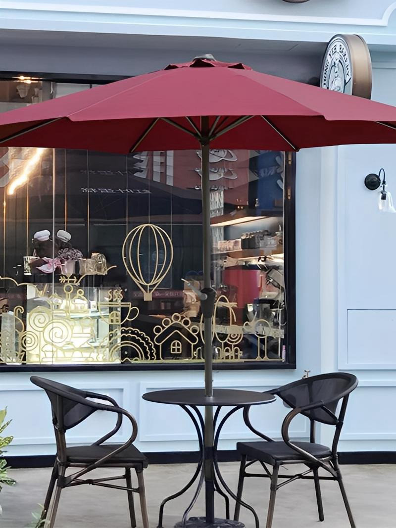 Outdoor cafe chairs set of 2 with unbrella