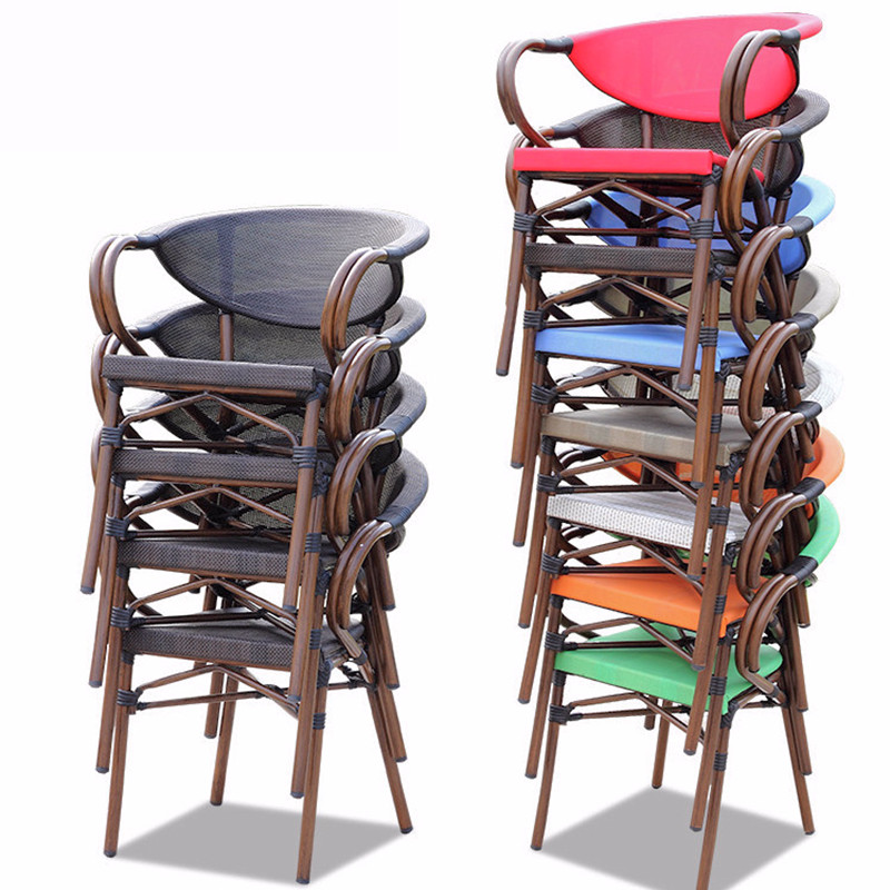 Stackable outdoor cafe chairs various color options