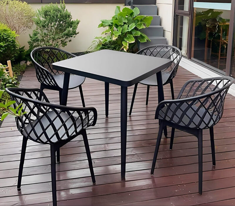 Outdoor round plastic chairs and table set of 4