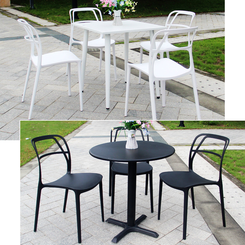Plastic Stackable Chairs Outdoor Dining Set