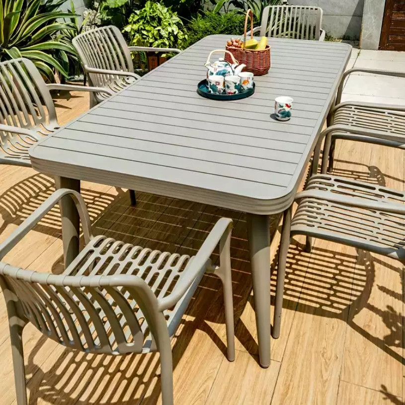 Modern plastic outdoor chairs and table set of 6