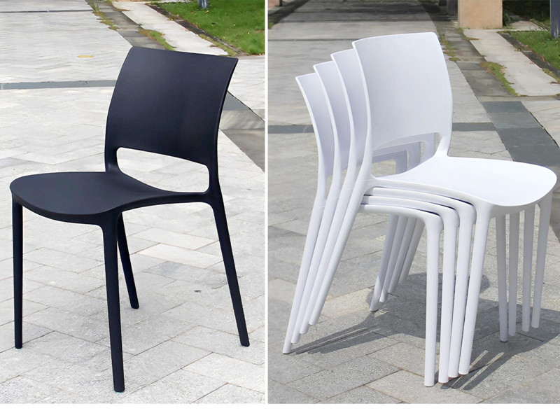 Stackable black and white cheap plastic chairs