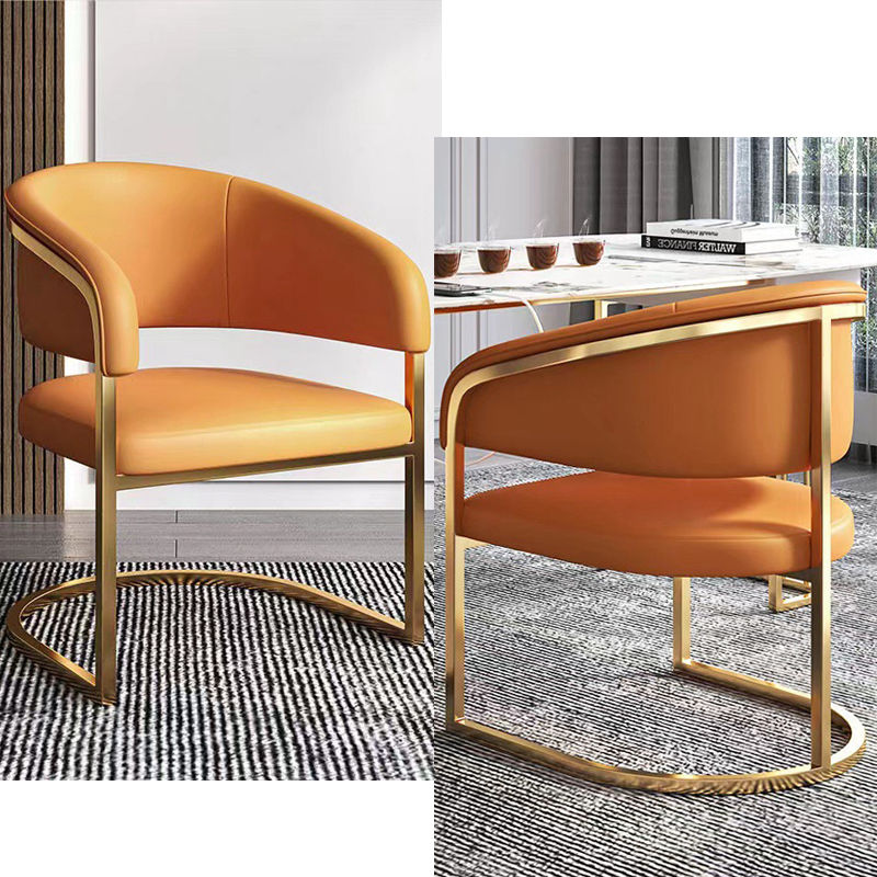Leather Luxury dining chairs with gold legs