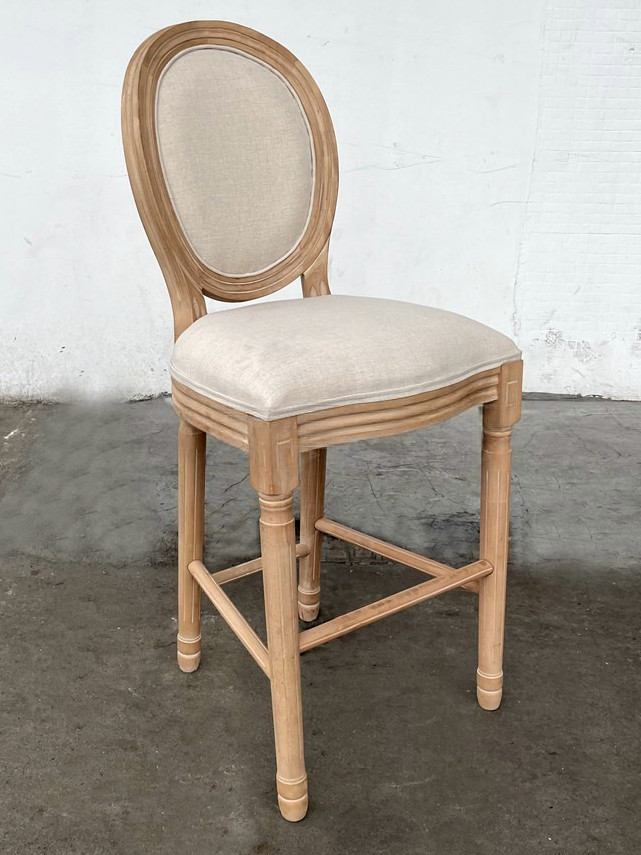 Natural color oval back french counter chair
