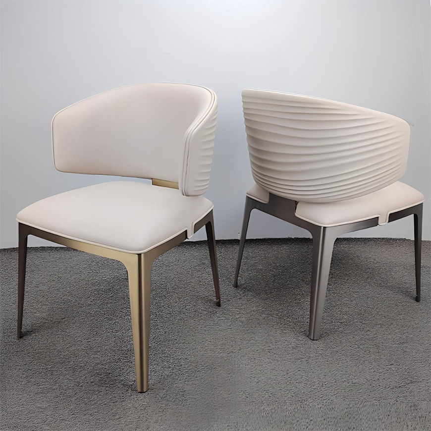 Contemporary Italian Leather Upholstered Dining Chairs