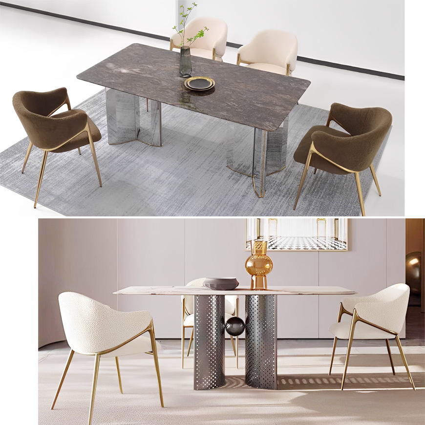 Modern Upholstered Dining Chairs Table Set