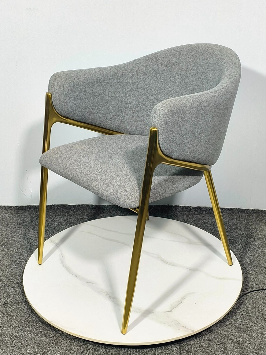 Modern Upholstered Dining Chair With Titanium Gold Legs