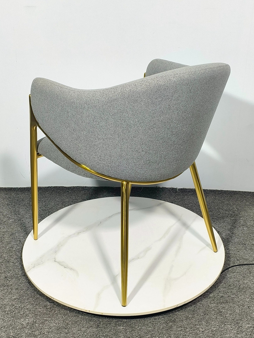 Upholstered Dining Chair With Arms And Gold Base