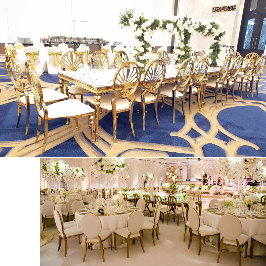 Durable dining chairs Gold And Silver Wedding Dining Set