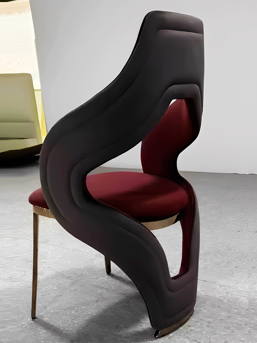 High Grade Luxury Black And Red Velvet Upholstered Dining Room Chair
