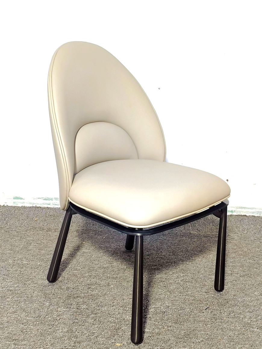 Modern leather dining chair with black stainless steel legs Modern leather dining chair with black stainless steel legs