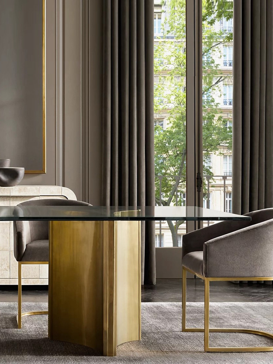 Minalist Velvet Upholstered Barrel Dining Chairs And Table Set