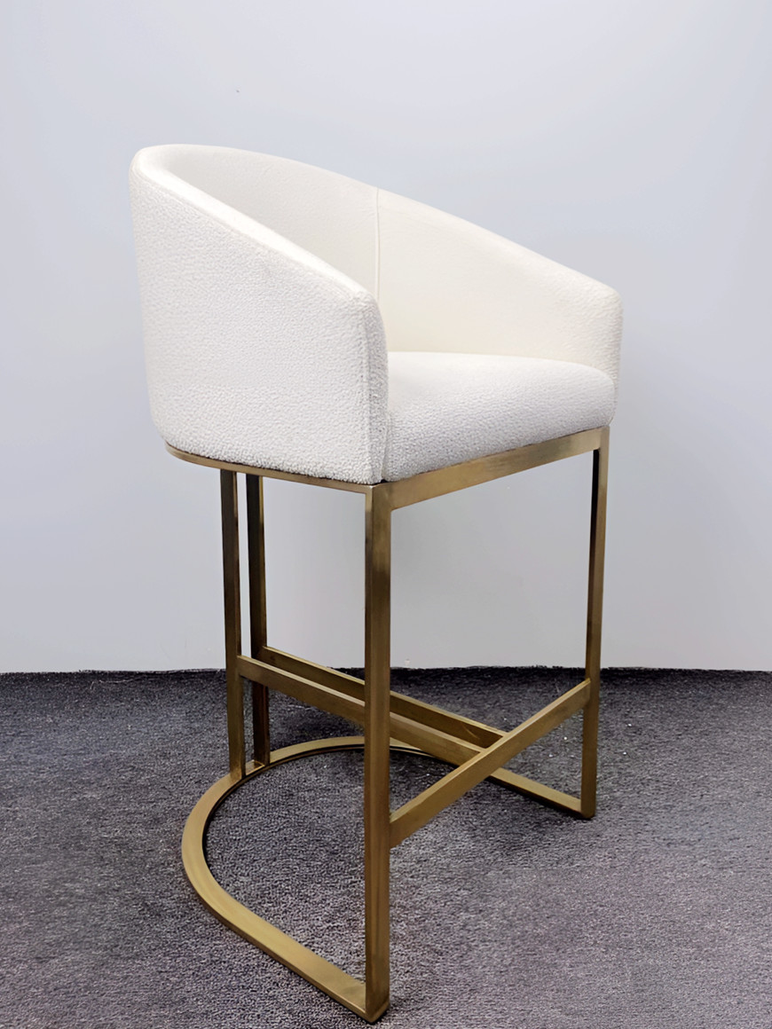 White Cushoined Barrel Bar Height Chair