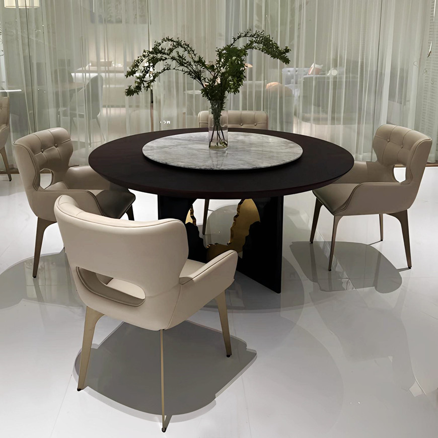 Luxury Modern White Leather Dining Chairs With Gold Legs And Tabel Set