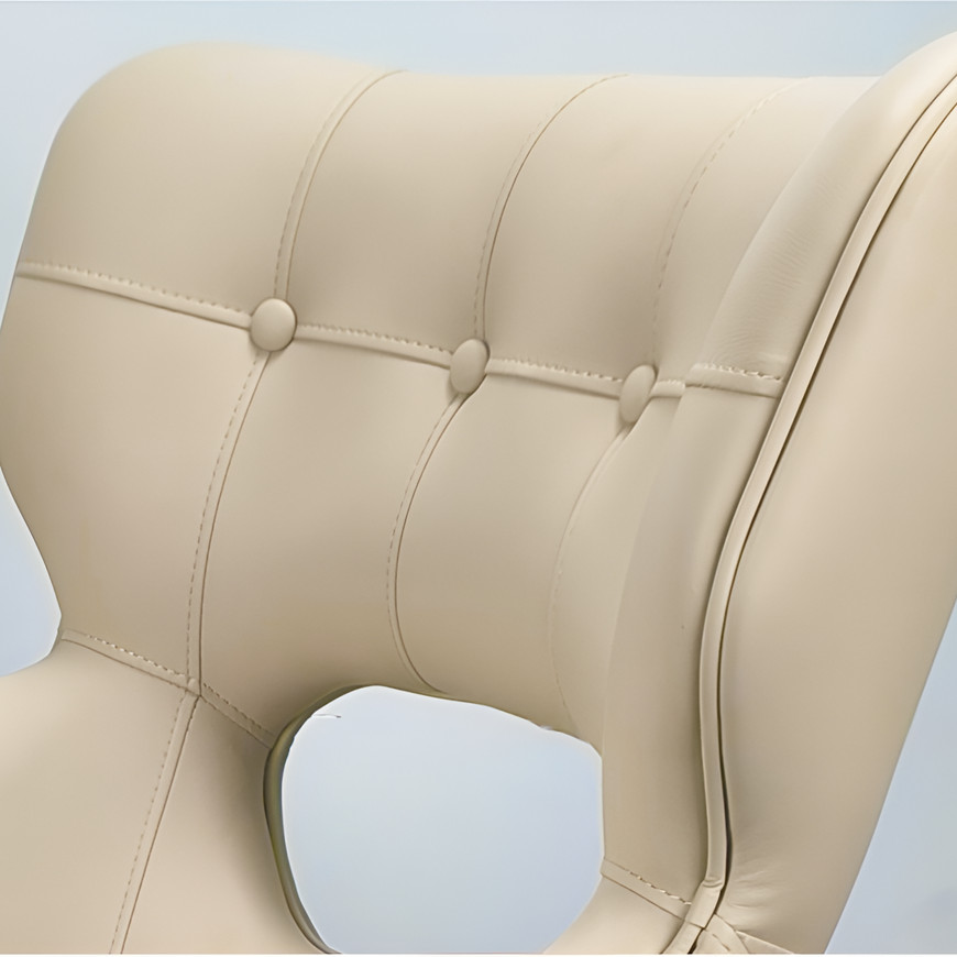 Tufted Curved Back of Black Leather Dining Chair