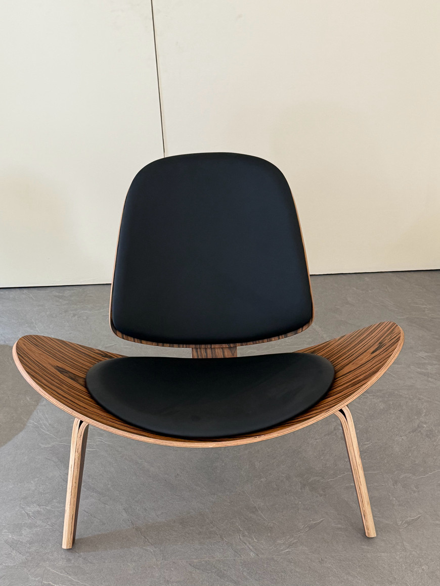 Black Shell Chair With Walnut Frame