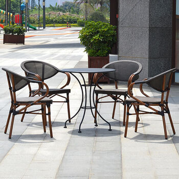 N-CFC316 Aluminum Faux Bamboo Outdoor Cafe Chairs And Table Set